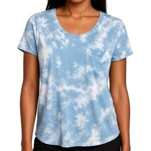 Market & Spruce Tie Dye Scoop Neck T-Shirt Blue White Short Sleeve Small NWT